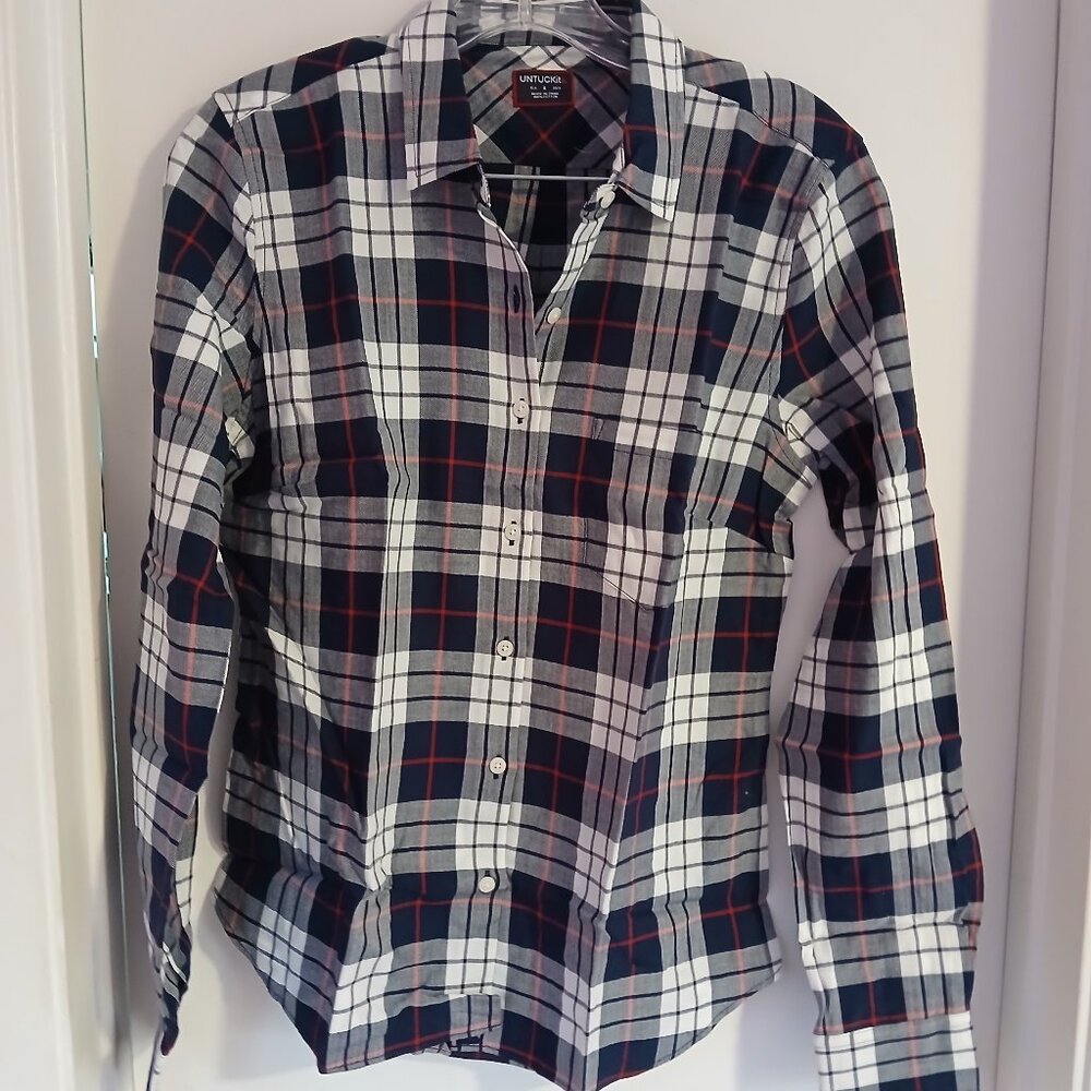 Untuckit Citra Women's Plaid Long Sleeve Button Down Shirt SZ 4 NWOT